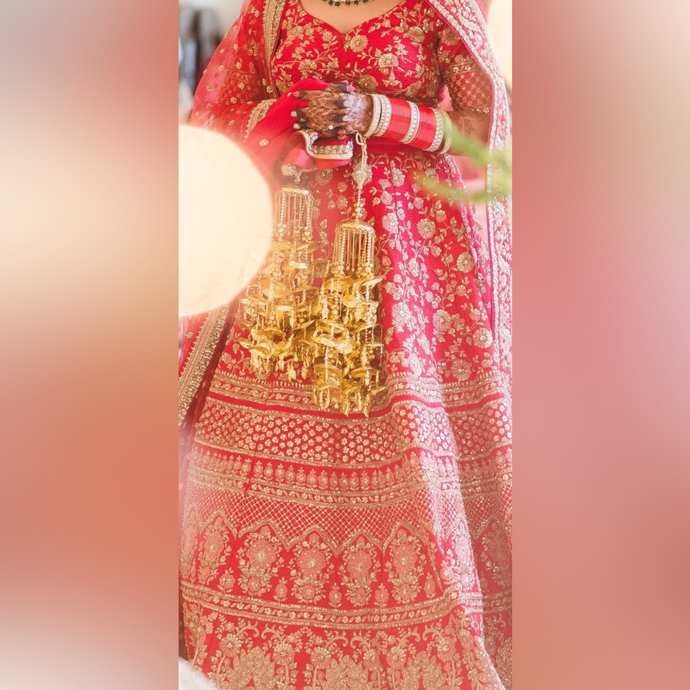Sabyasachi copy lehnga in crimson red color. - Picture 2 of 11
